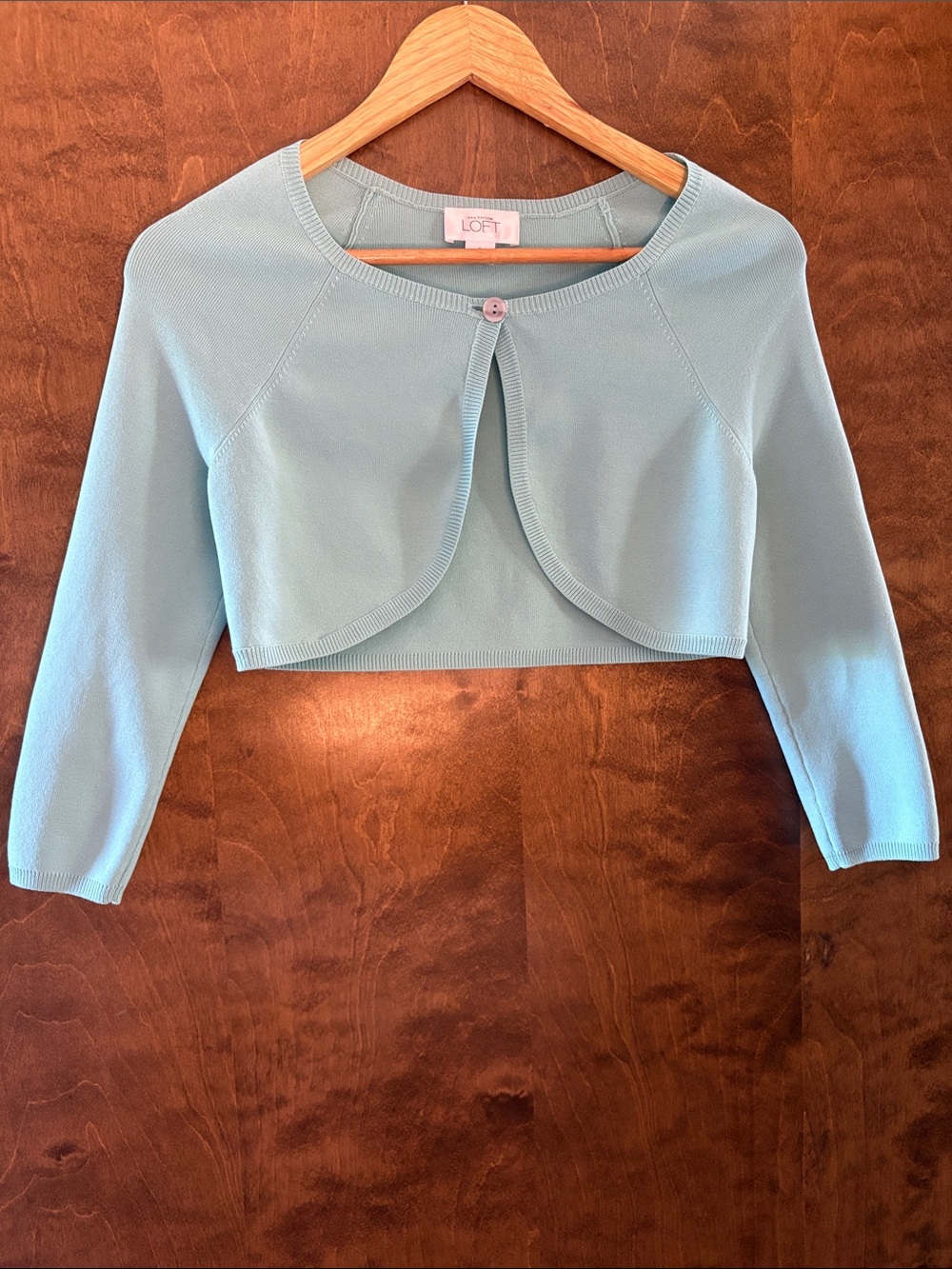 LOFT Pale Blue Cropped Single-Button Bolero Cardigan